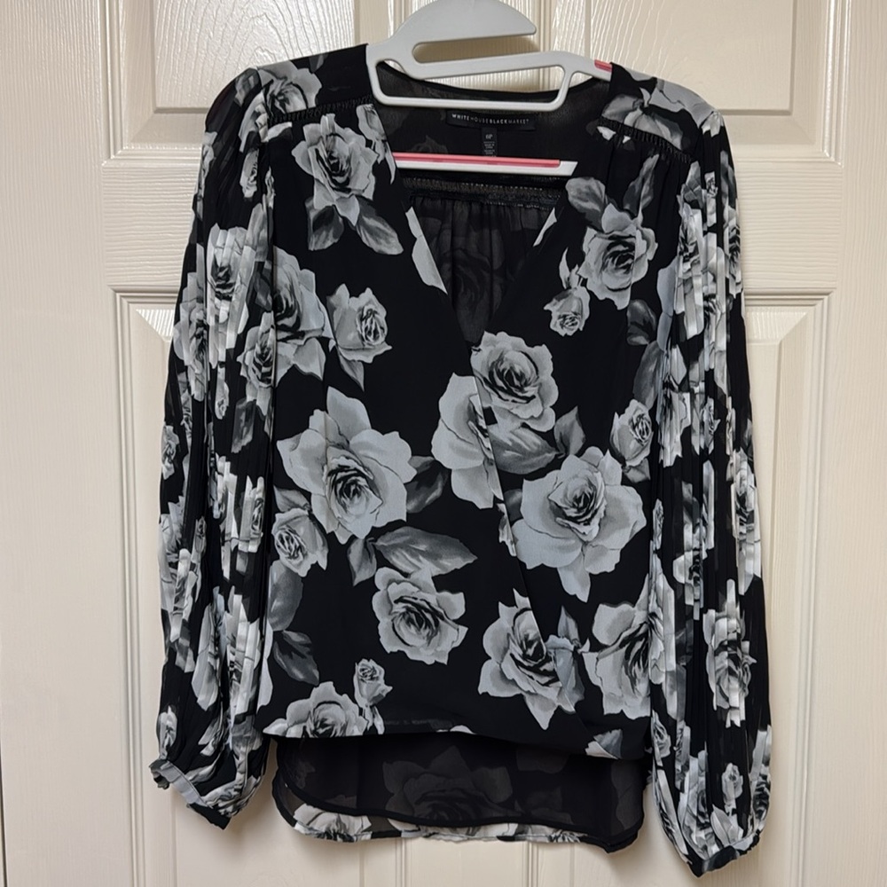 Floral Black and White Women's Top